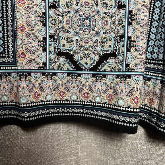 2/$30 J Jill Tunic Top Size M Multicolor Paisley Boho Western Stretchy Flowy - Picture 6 of 11